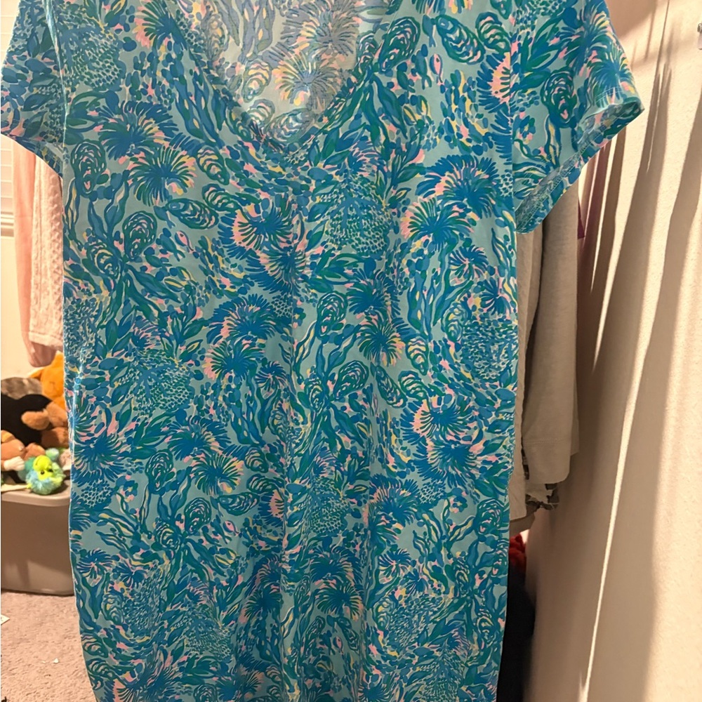 Lilly Pulitzer Blue and Pink Tropical Dress